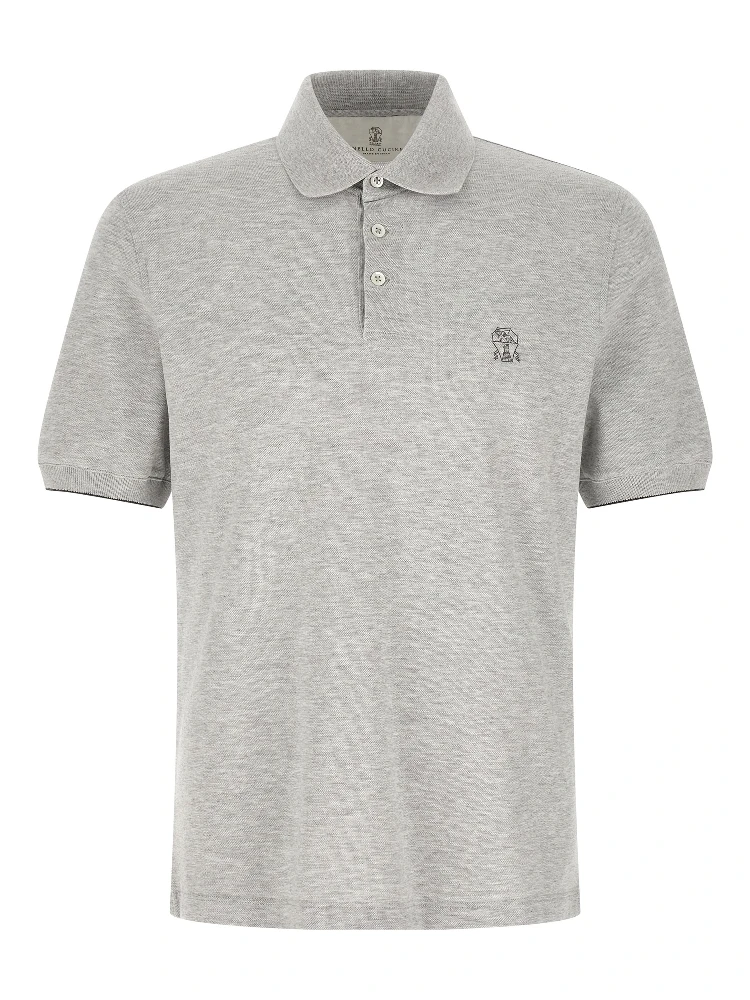 Gray Cotton Polo Shirt