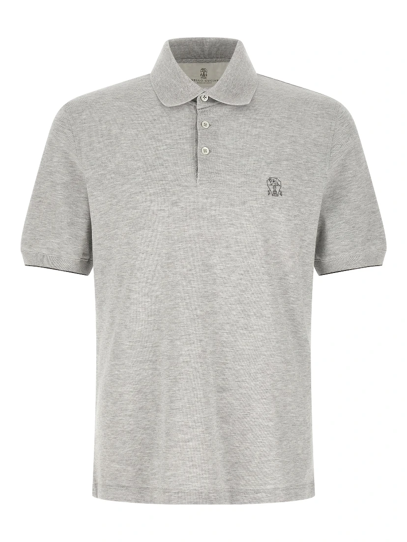 Gray Cotton Polo Shirt