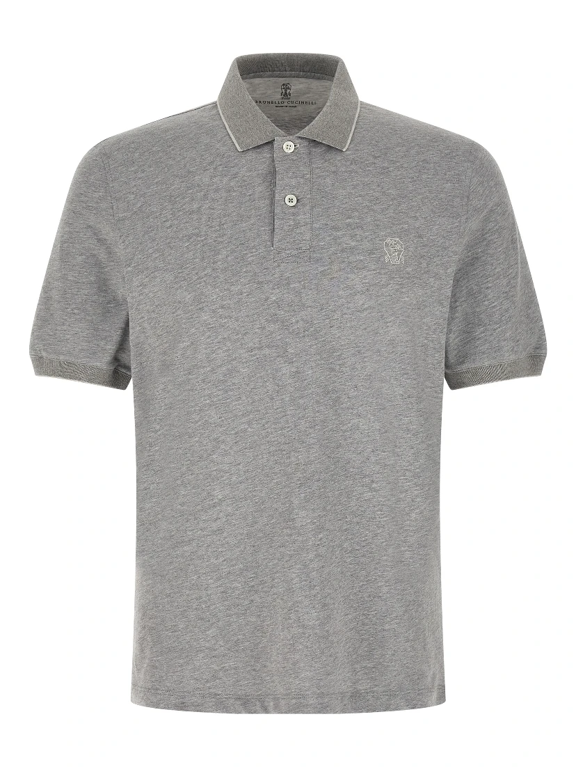 Gray Cotton Polo Shirt