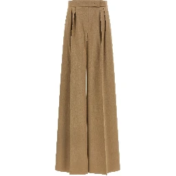 Brown Virgin Wool Casual Pants
