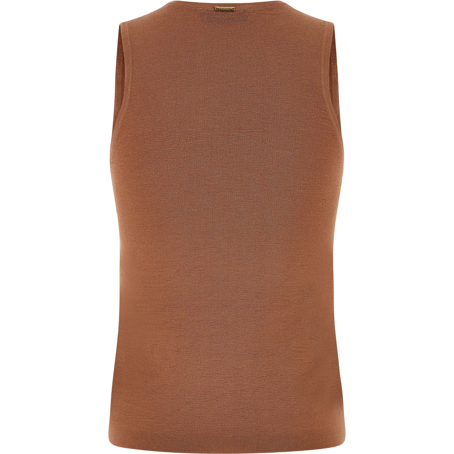 Brown Cotton Sleeveles T-Shirt
