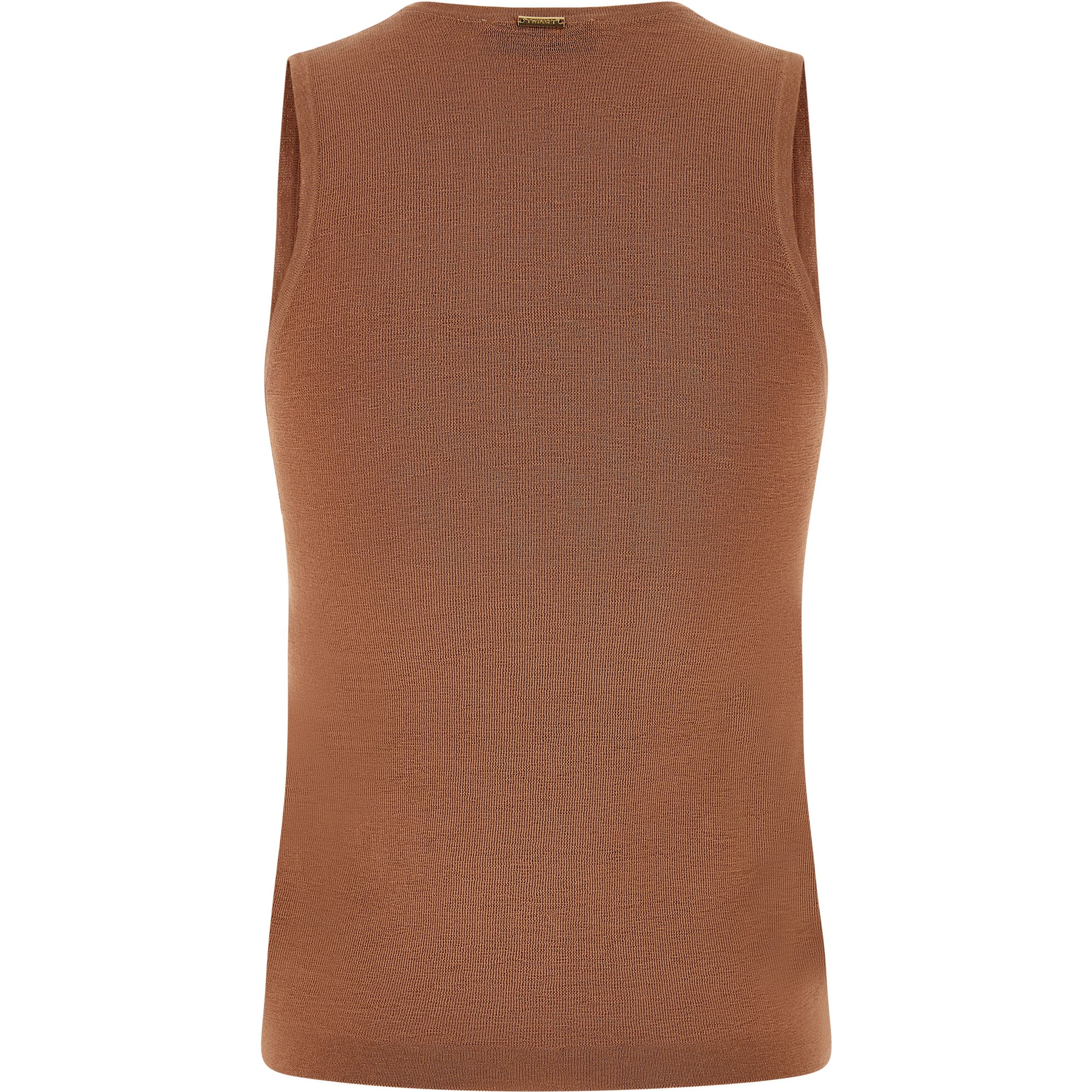 Brown Cotton Sleeveles T-Shirt