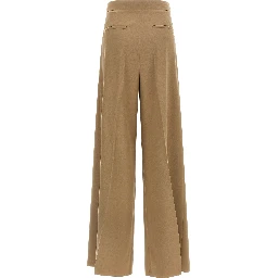Brown Virgin Wool Casual Pants