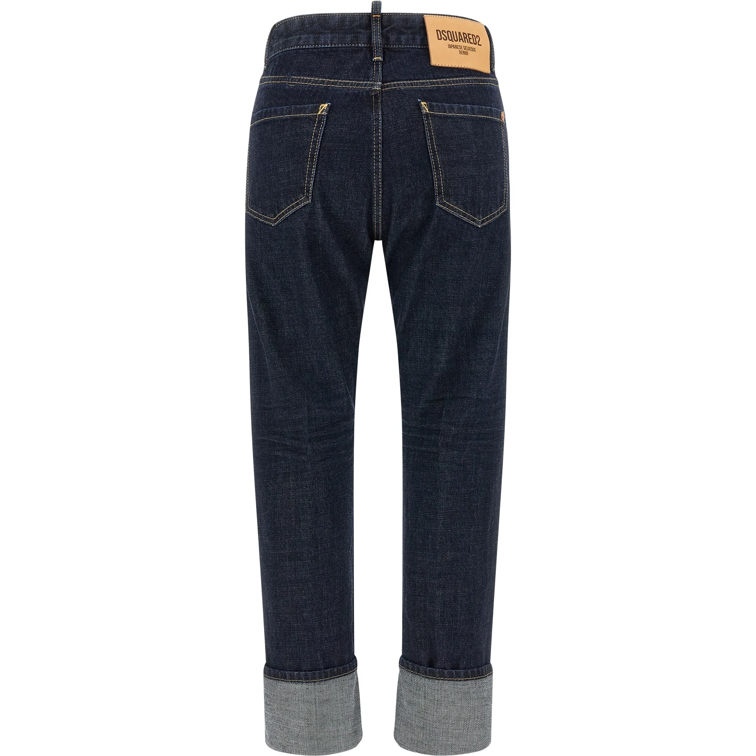 Blue Cotton Straight-Leg Jeans