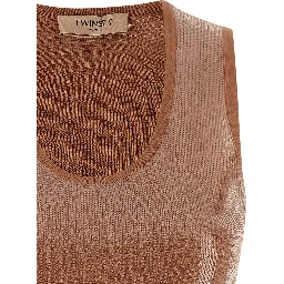 Brown Cotton Sleeveles T-Shirt