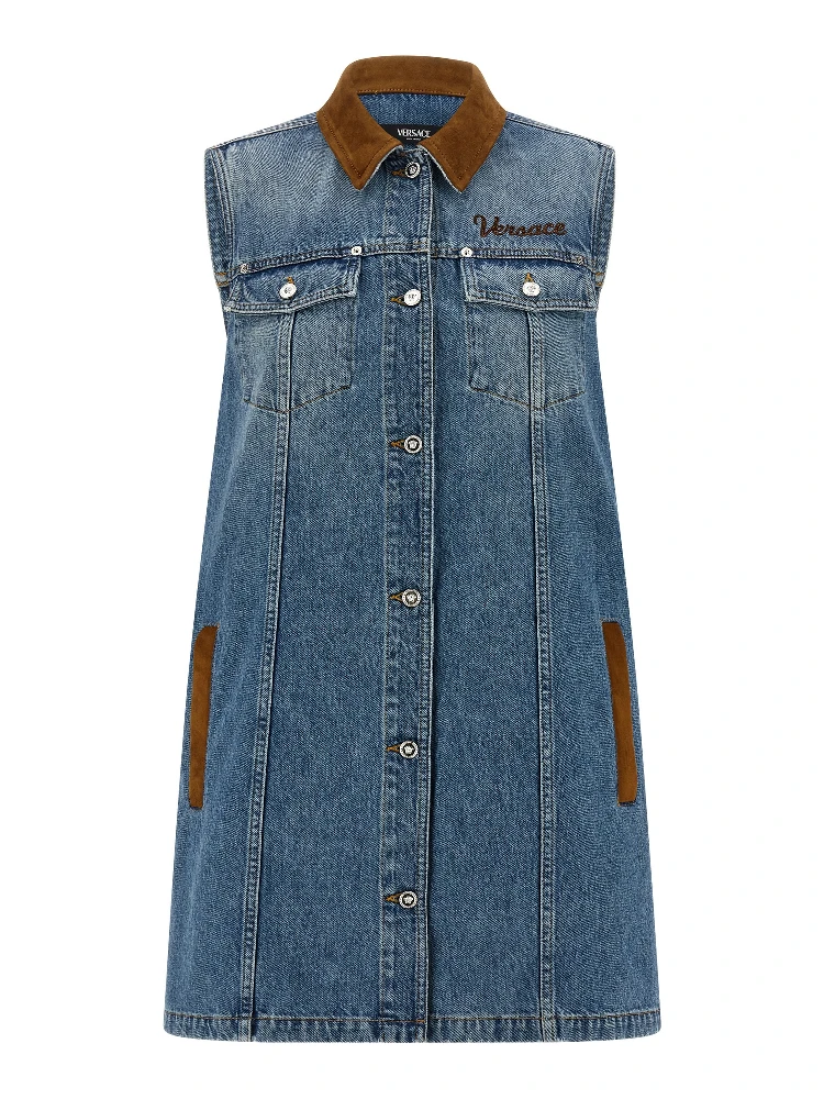 Blue Cotton Short Dress