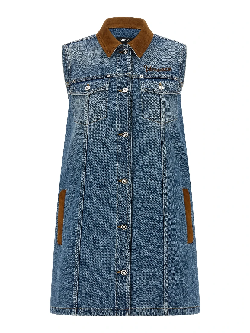 Blue Cotton Short Dress