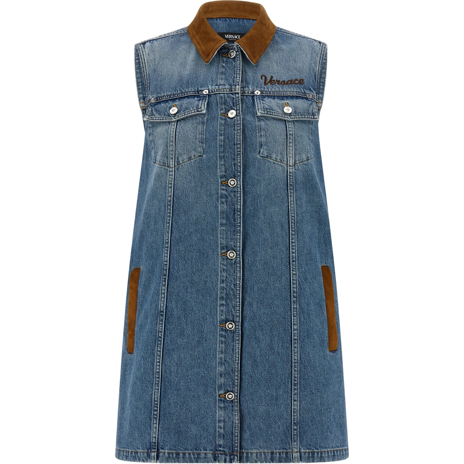 Blue Cotton Short Dress