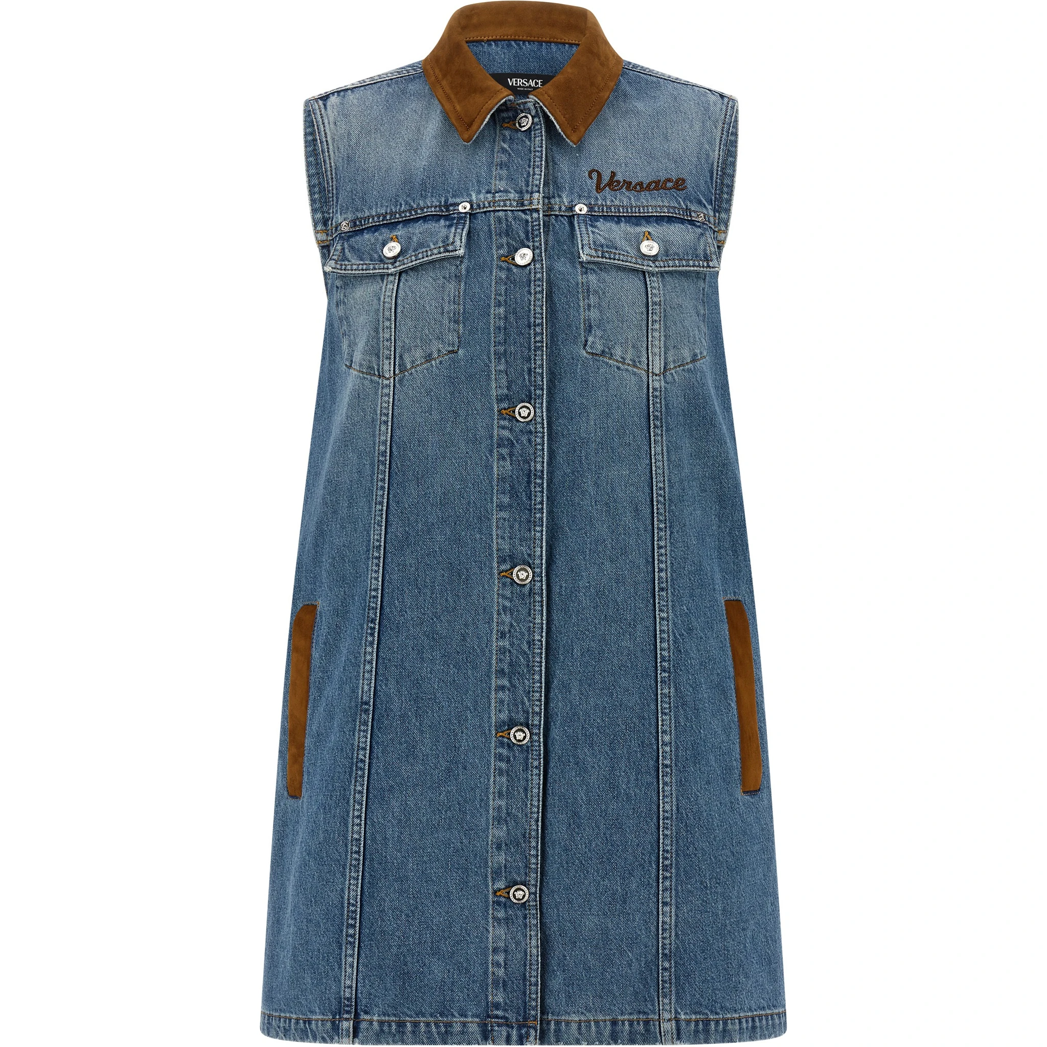 Blue Cotton Short Dress