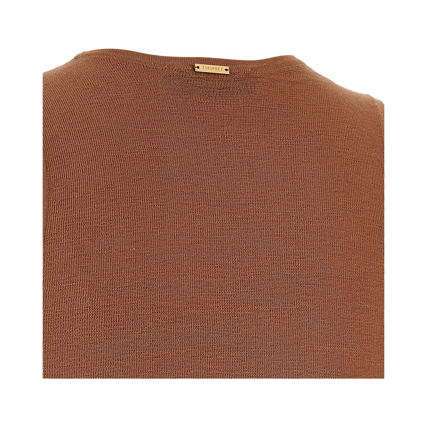 Brown Cotton Sleeveles T-Shirt