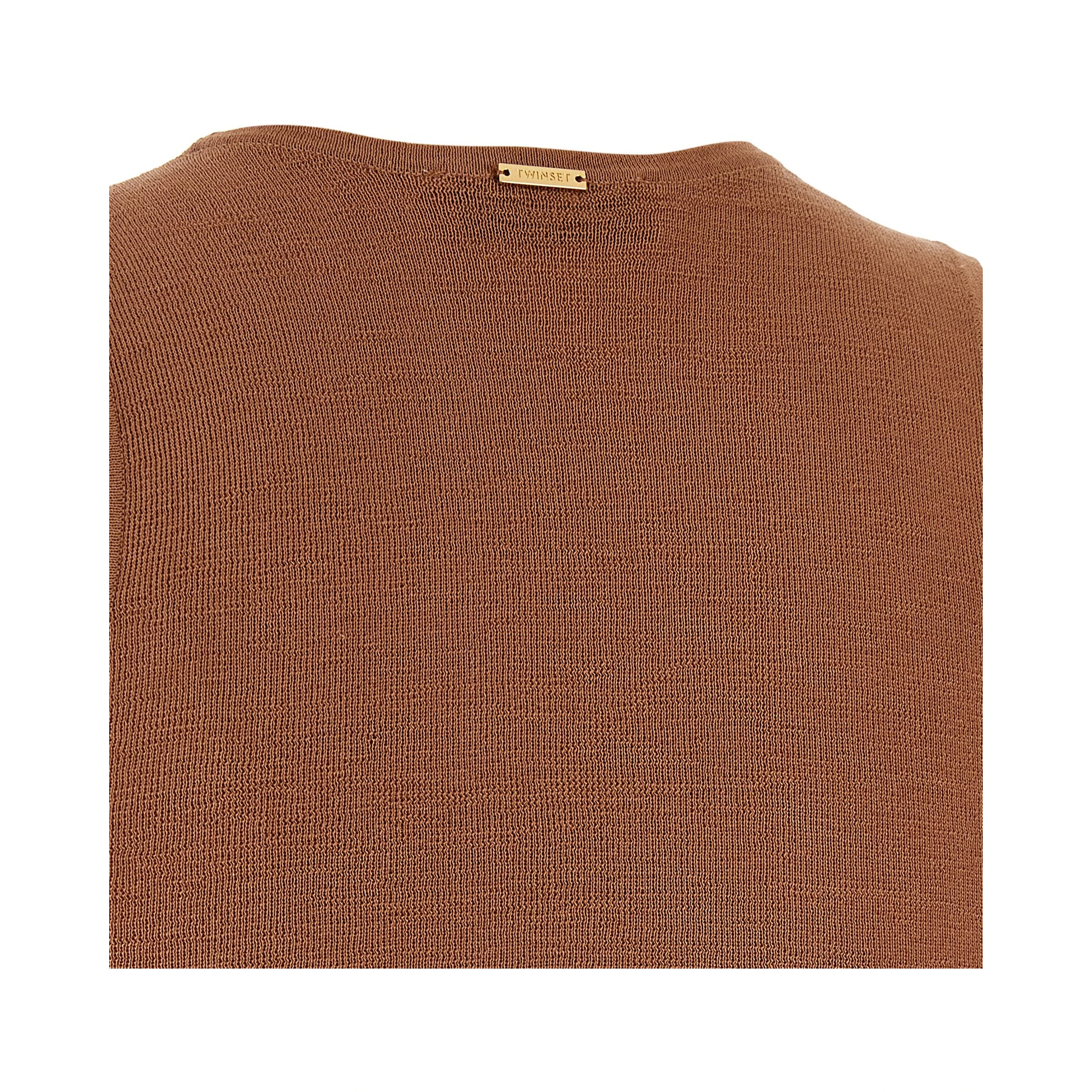 Brown Cotton Sleeveles T-Shirt