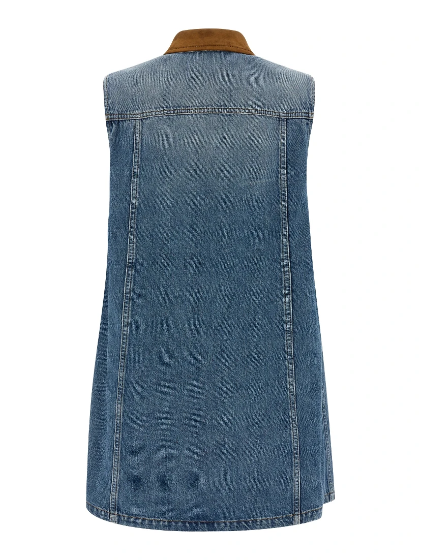 Blue Cotton Short Dress