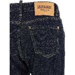 Blue Cotton Straight-Leg Jeans
