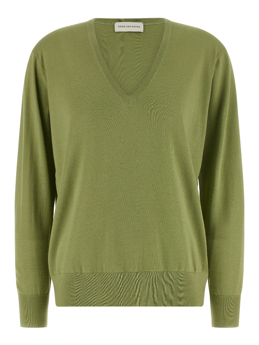 Bicolor Merino Wool Cardigan