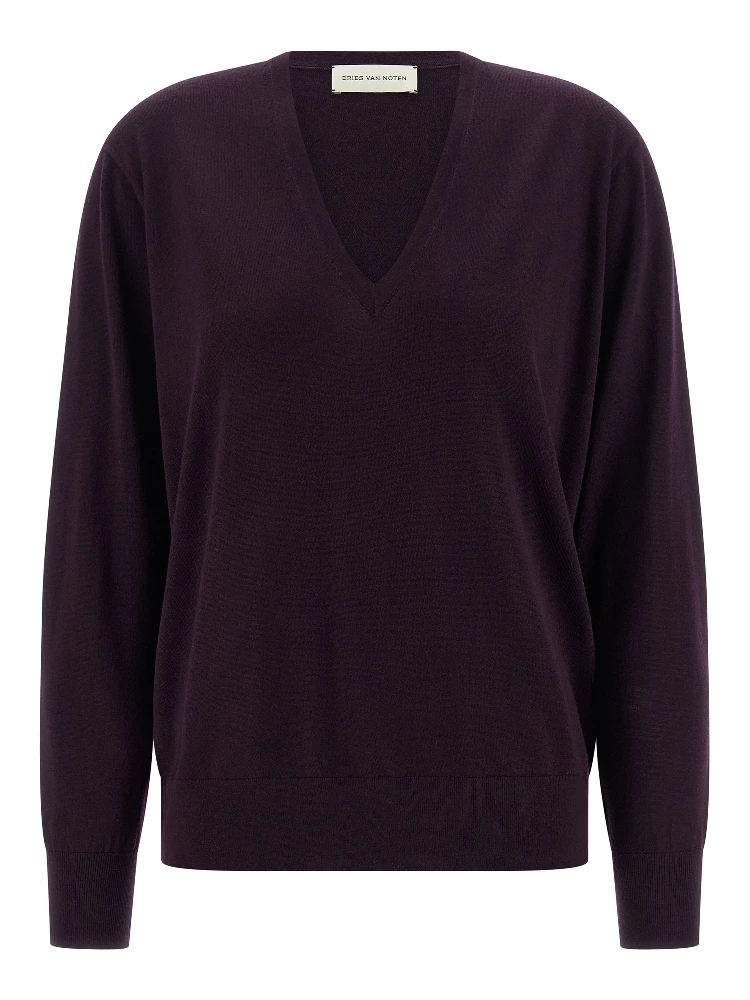 Purple Merino Wool Cardigan