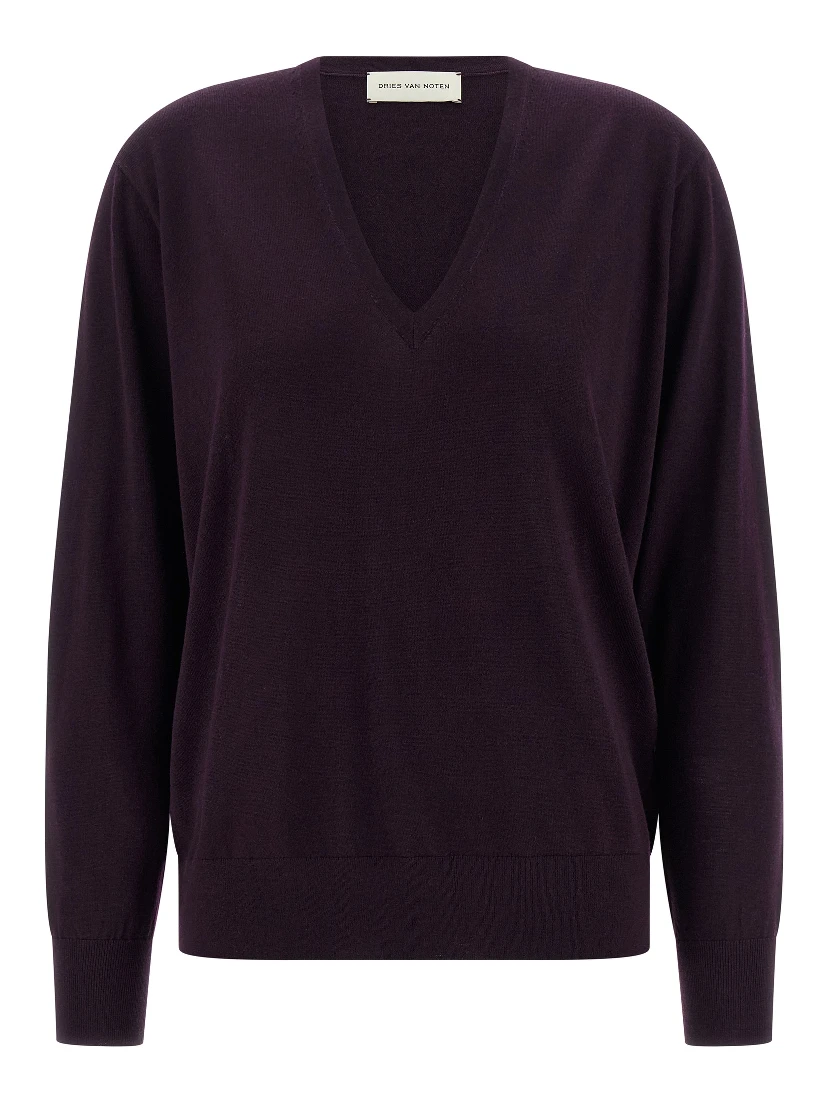 Purple Merino Wool Cardigan