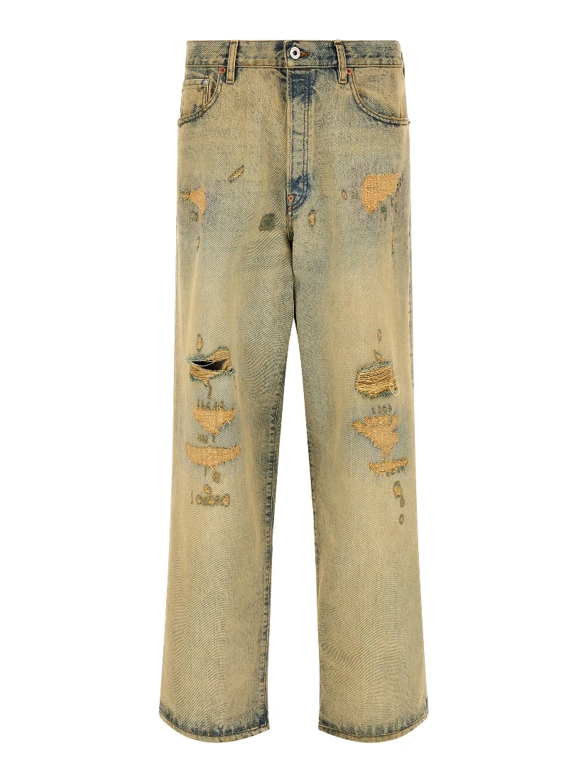 Bicolor Cotton Straight-Leg Jeans