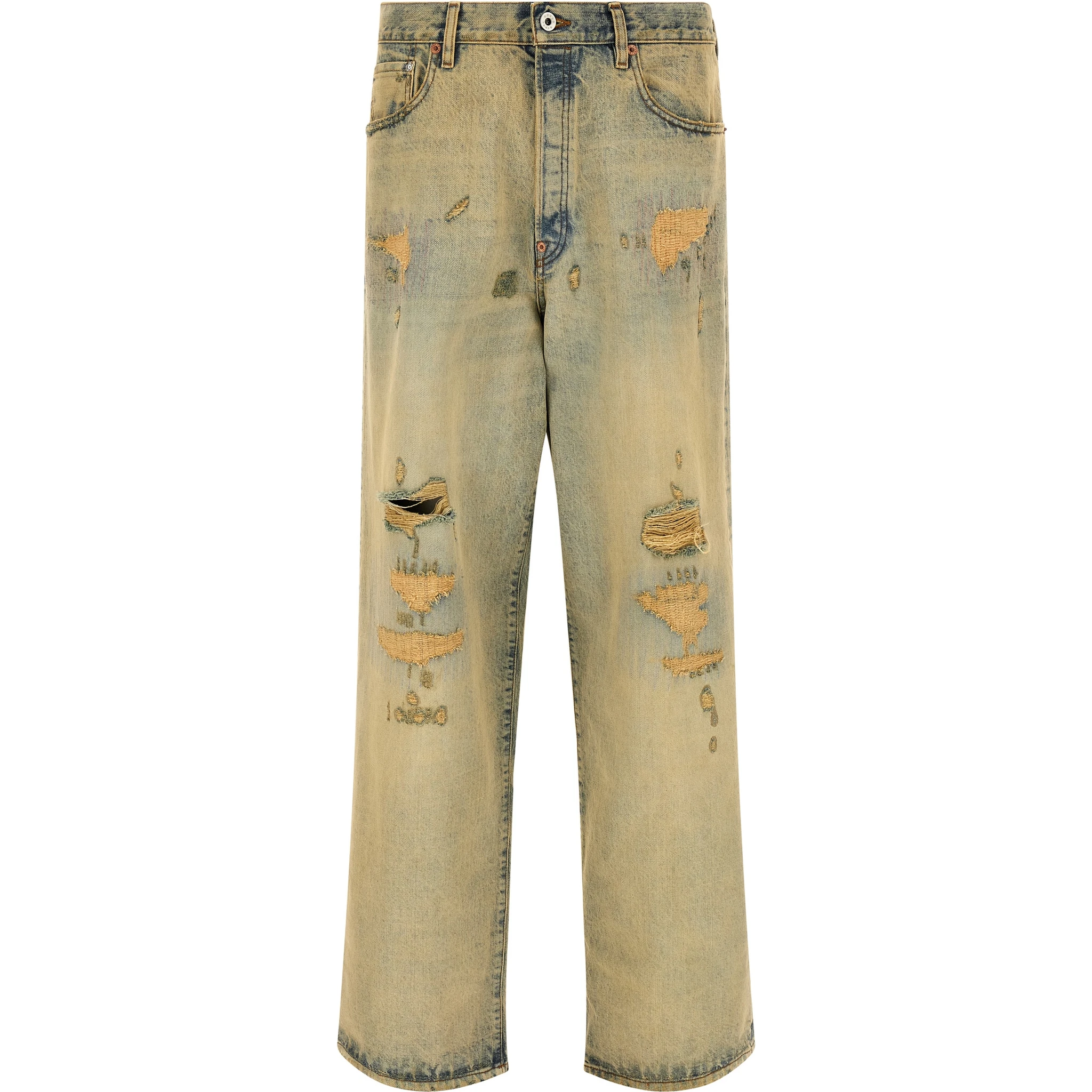Bicolor Cotton Straight-Leg Jeans