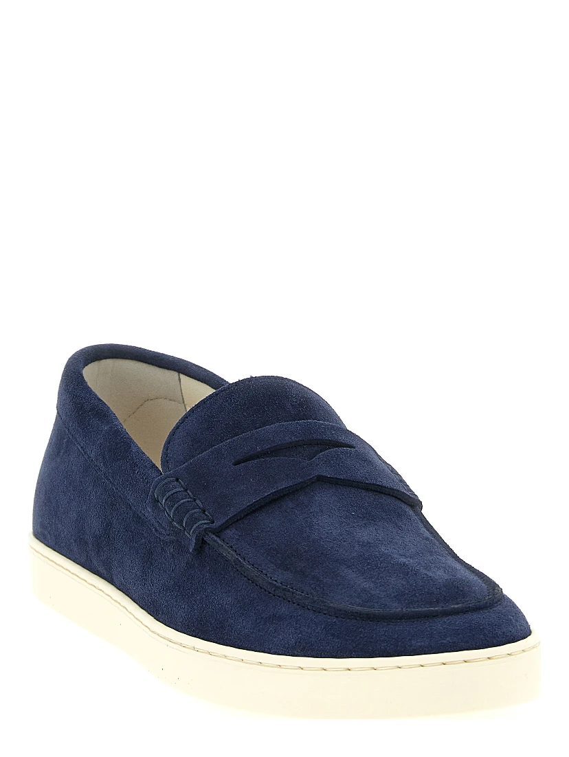 Blue Calfskin Slip-On Loafers