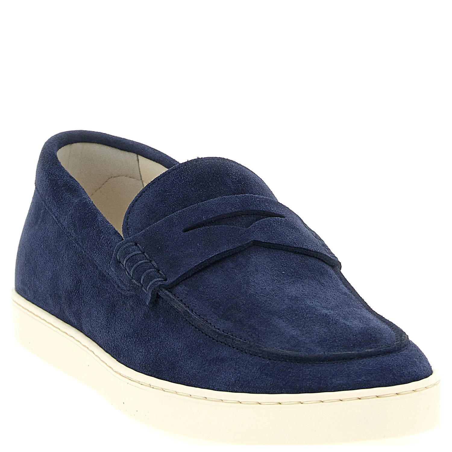Blue Calfskin Slip-On Loafers