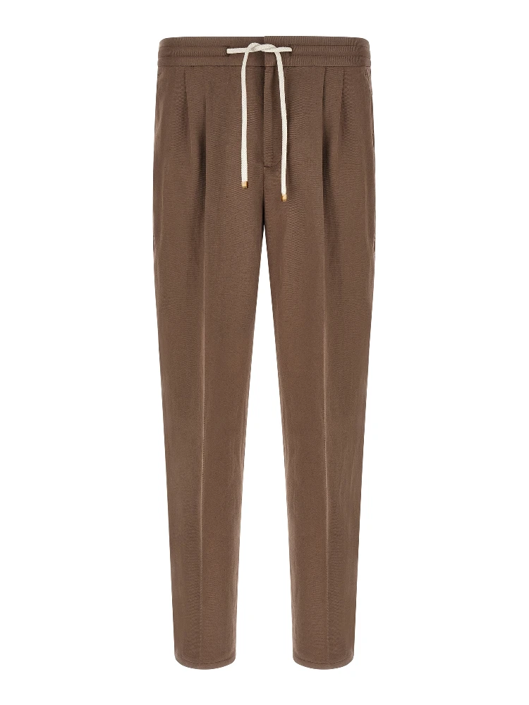 Brown Linen Casual Pants