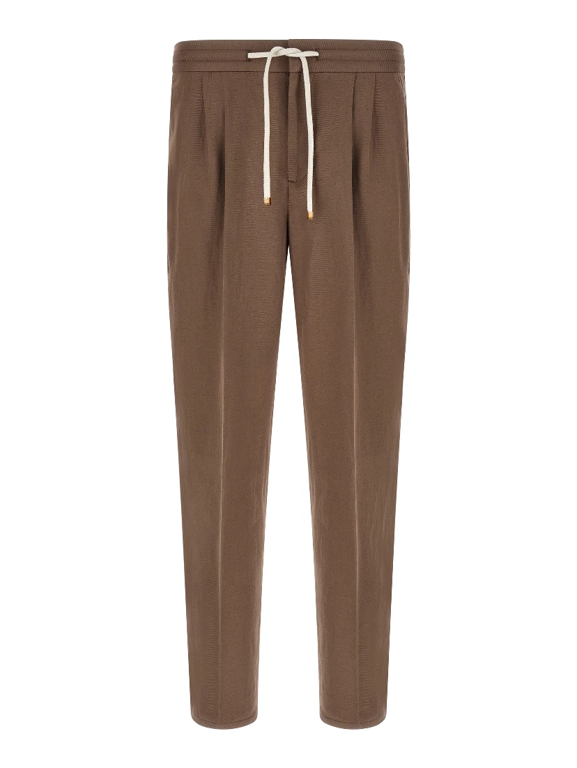 Brown Linen Casual Pants