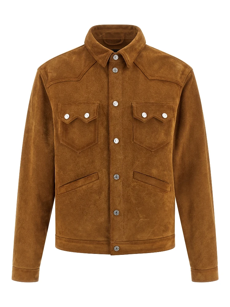 Beige Polyvinyl Leather Jacket