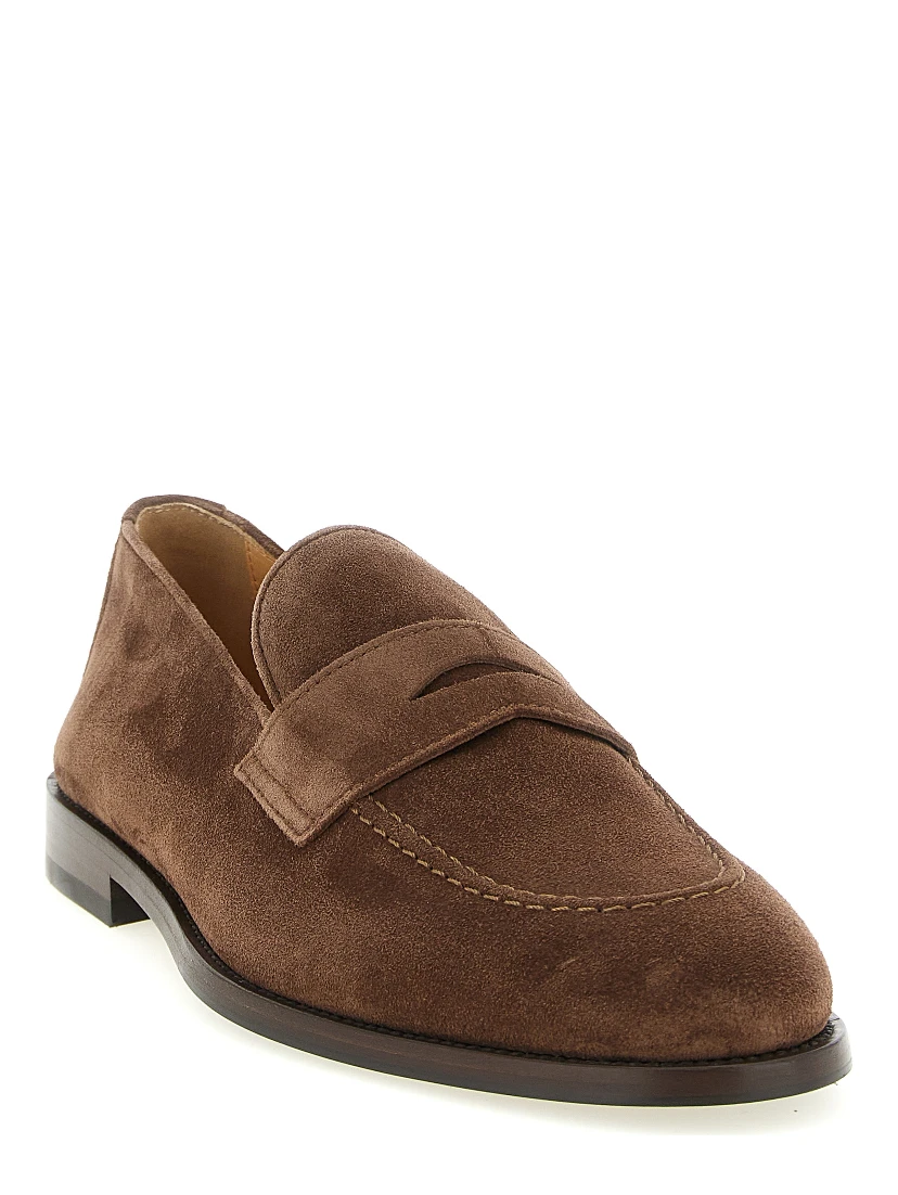 Brown Calfskin Slip-On Loafers