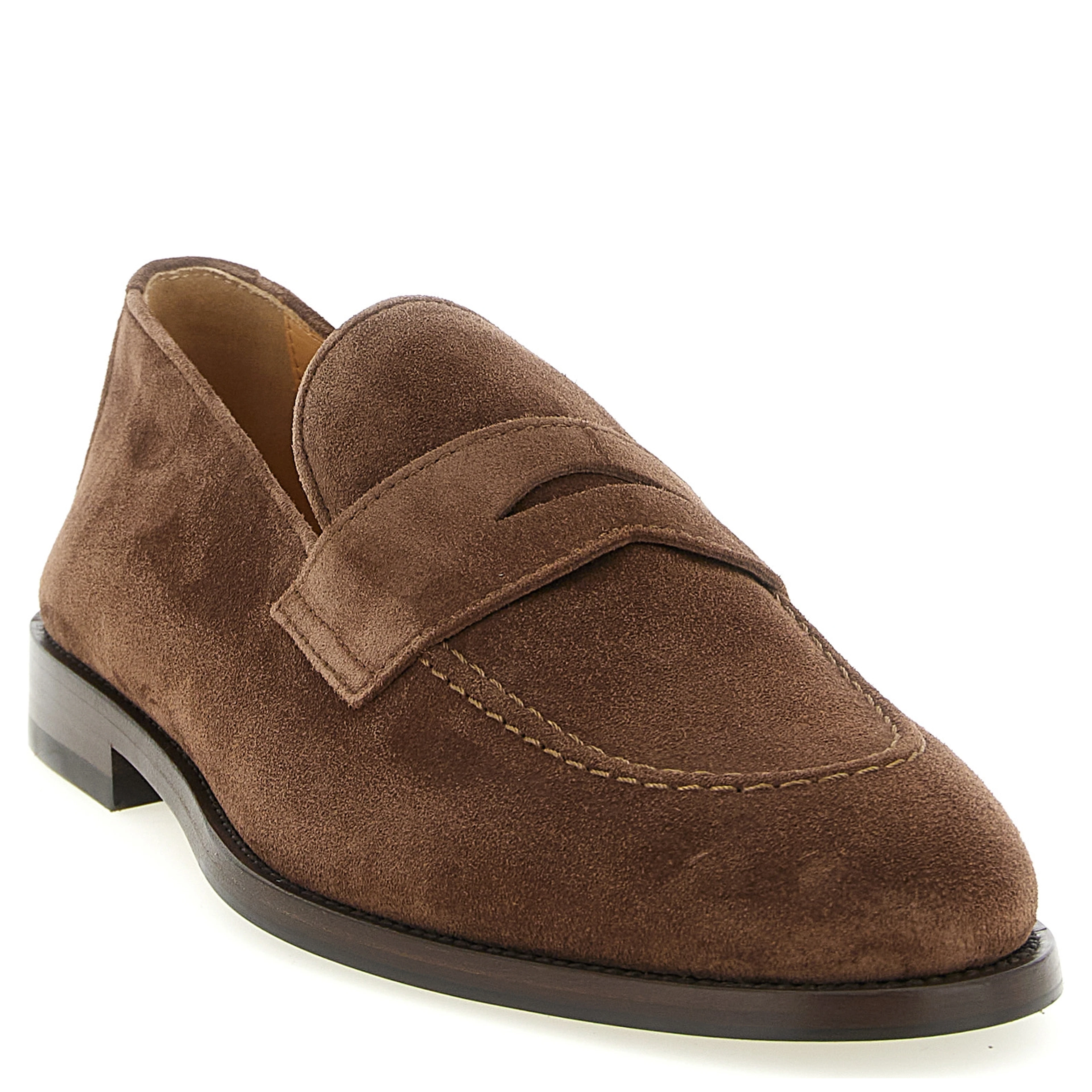 Brown Calfskin Slip-On Loafers