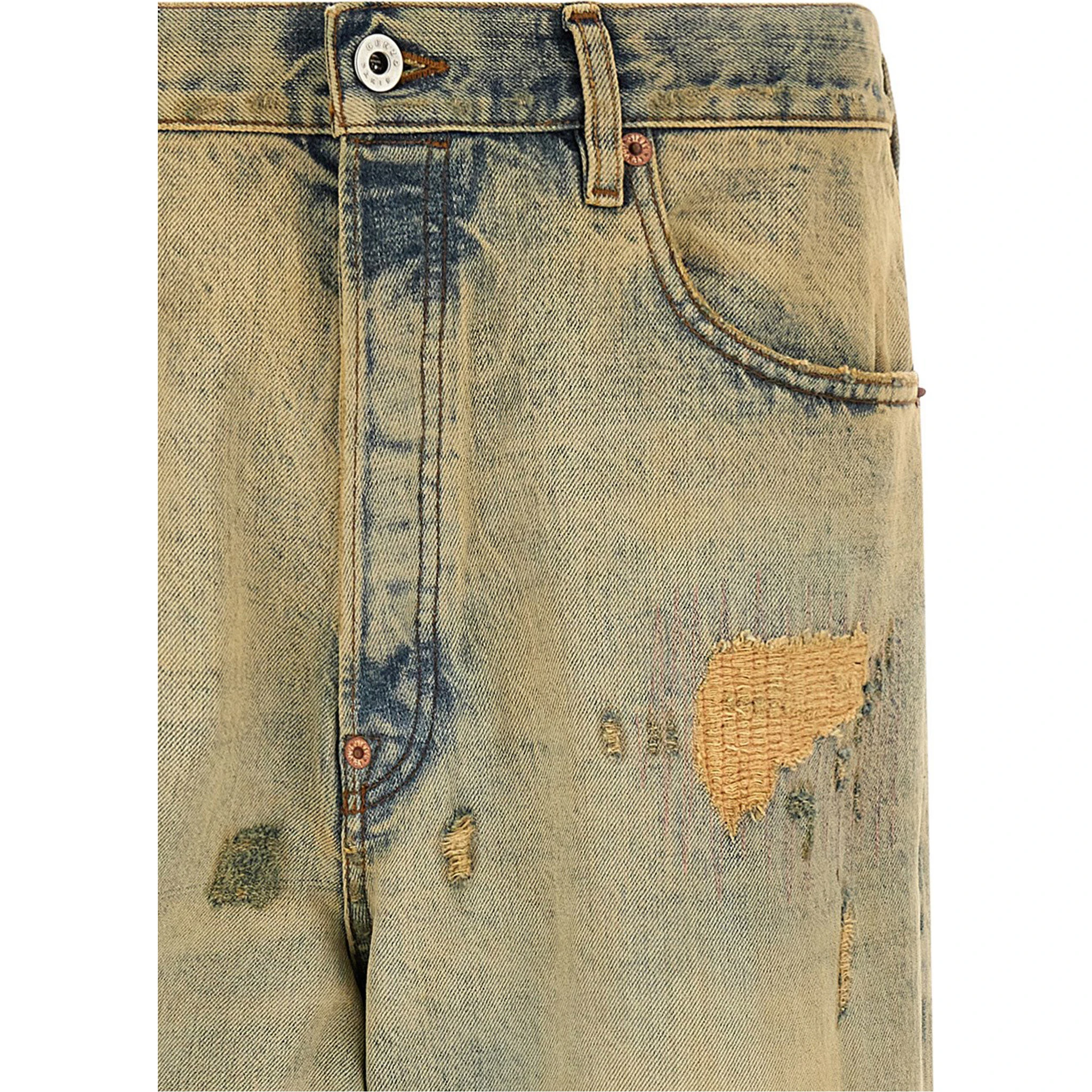 Bicolor Cotton Straight-Leg Jeans