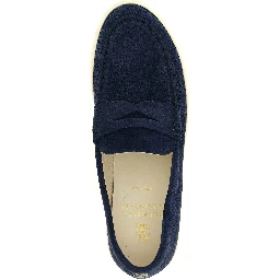 Blue Calfskin Slip-On Loafers