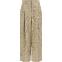 Beige Linen Casual Pants