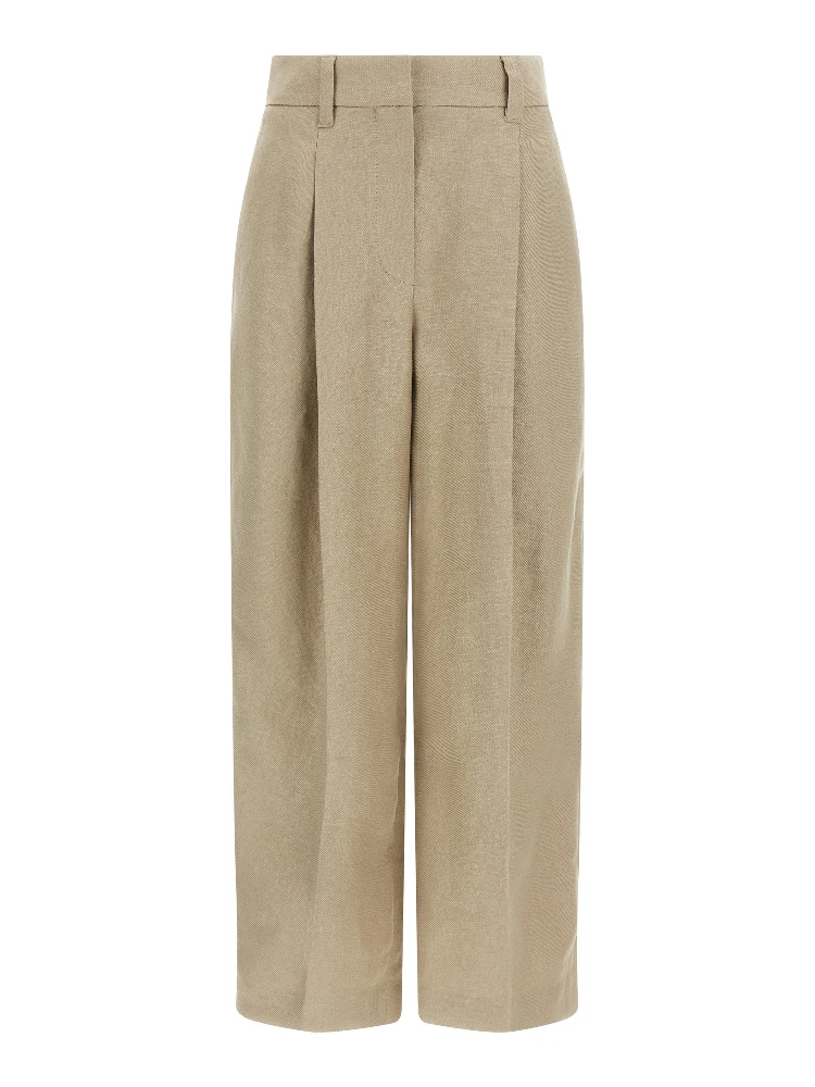 Beige Linen Casual Pants