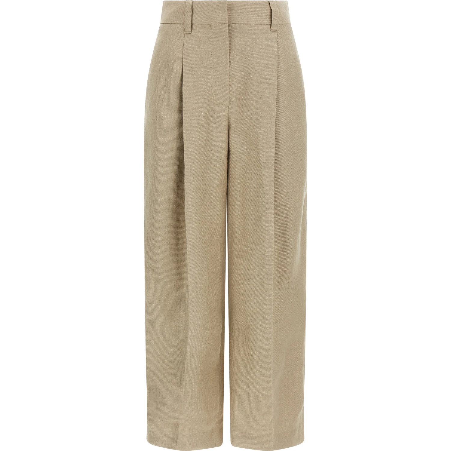 Beige Linen Casual Pants