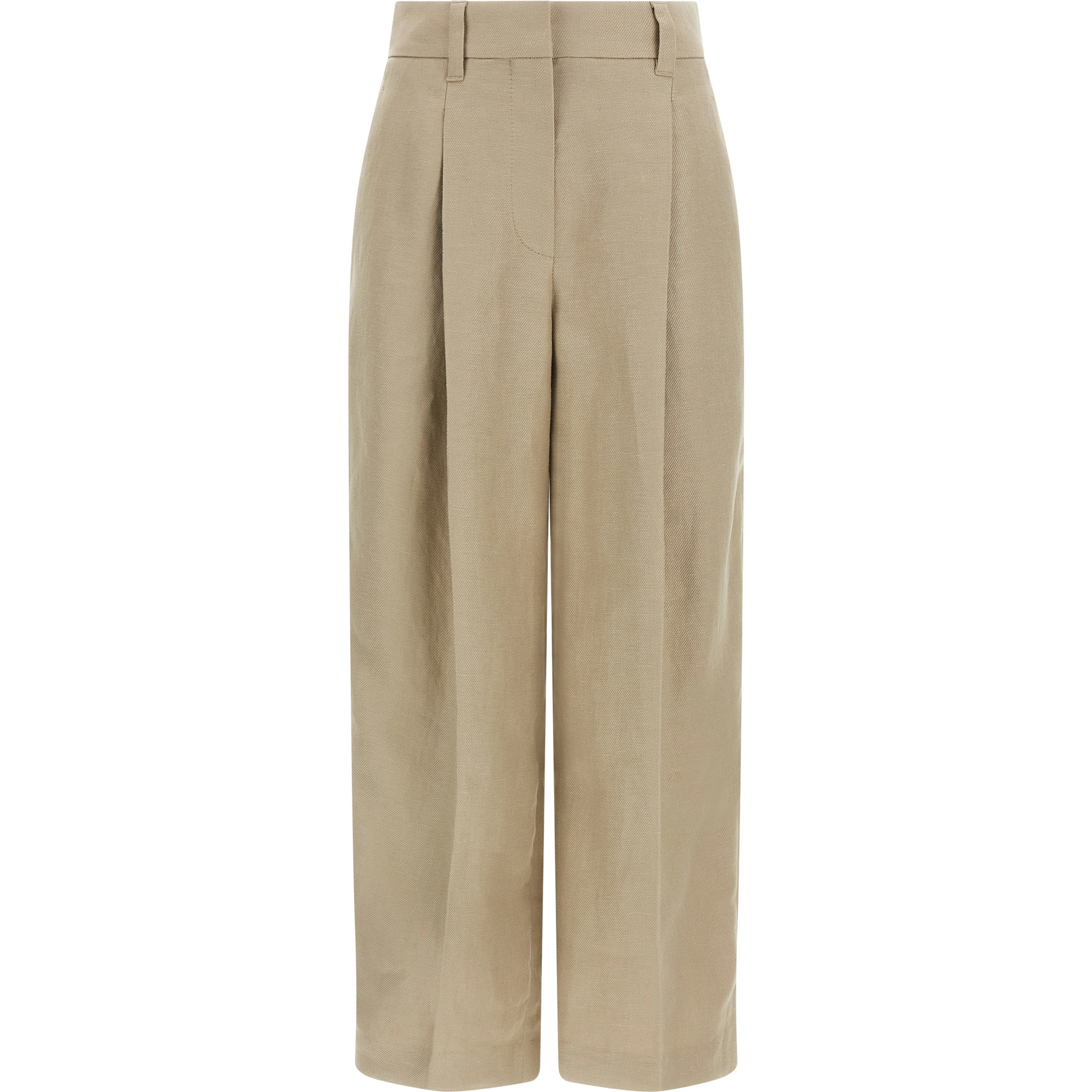 Beige Linen Casual Pants