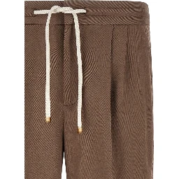 Brown Linen Casual Pants