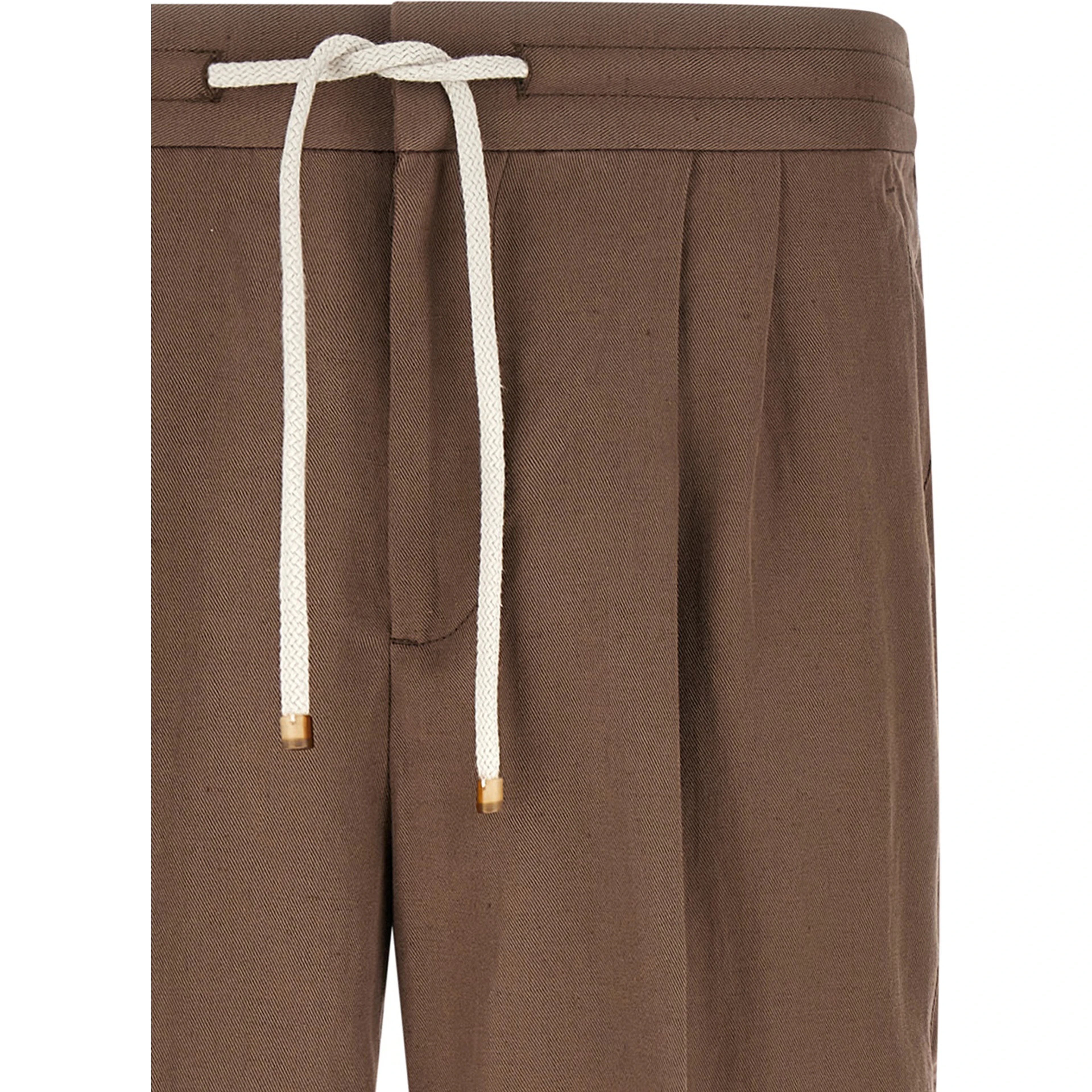 Brown Linen Casual Pants