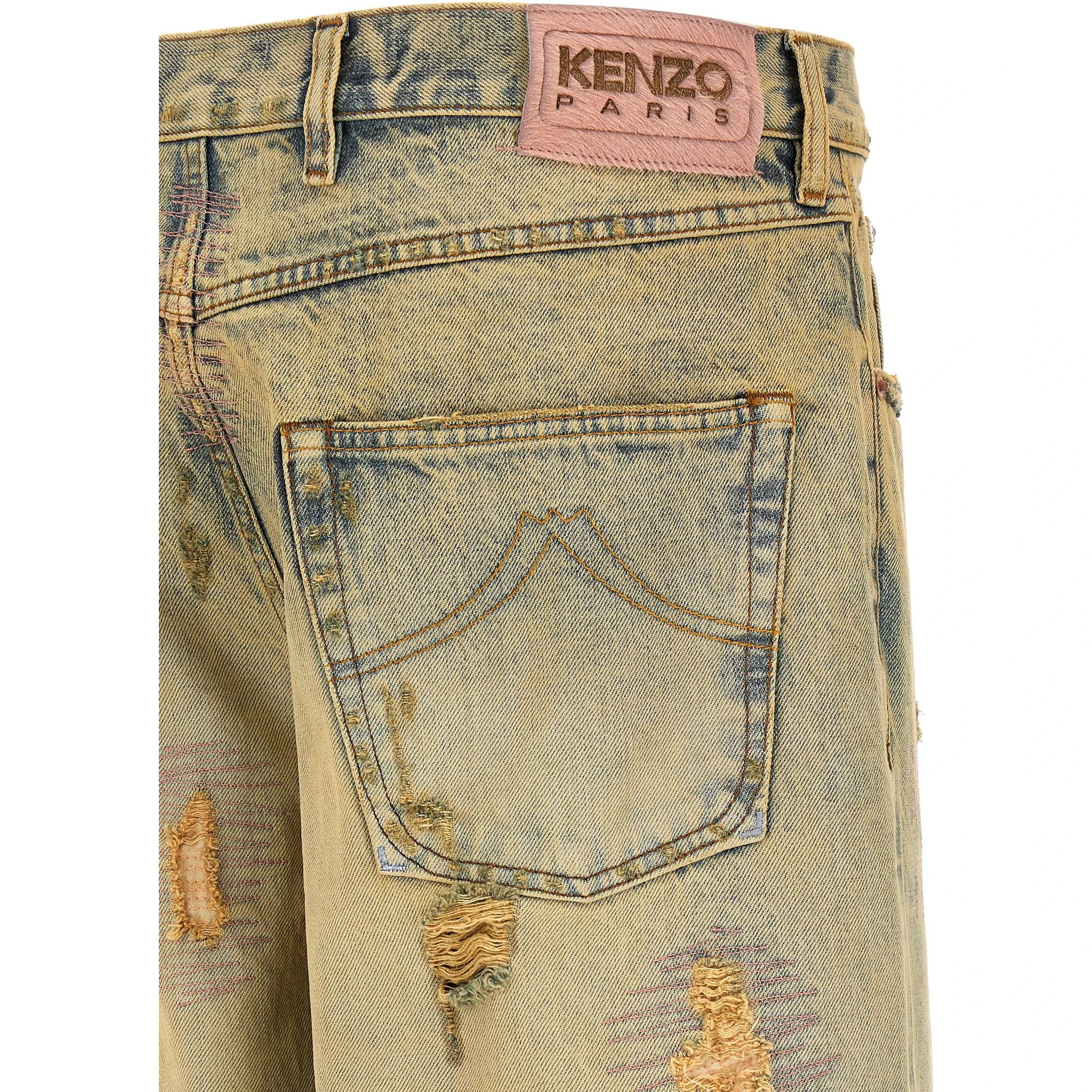 Bicolor Cotton Straight-Leg Jeans