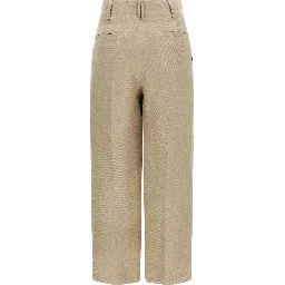 Beige Linen Casual Pants