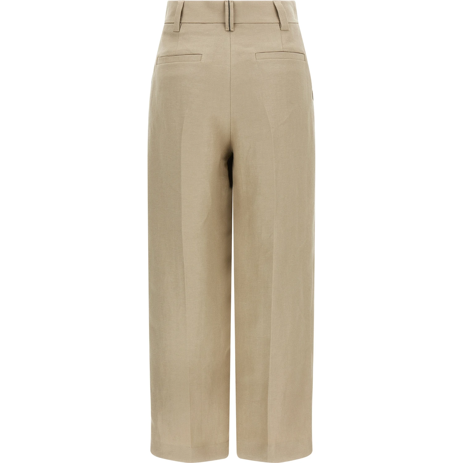 Beige Linen Casual Pants