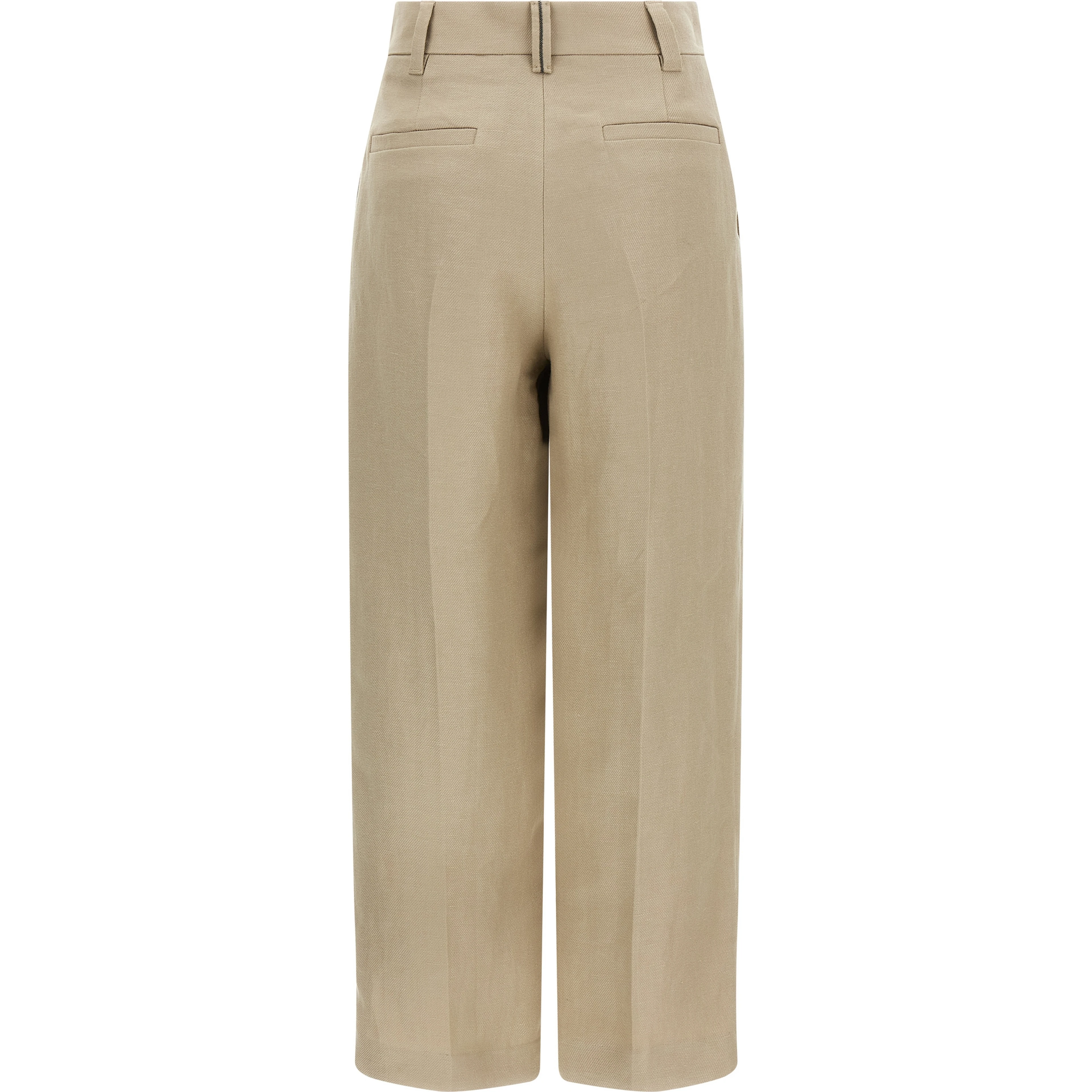 Beige Linen Casual Pants
