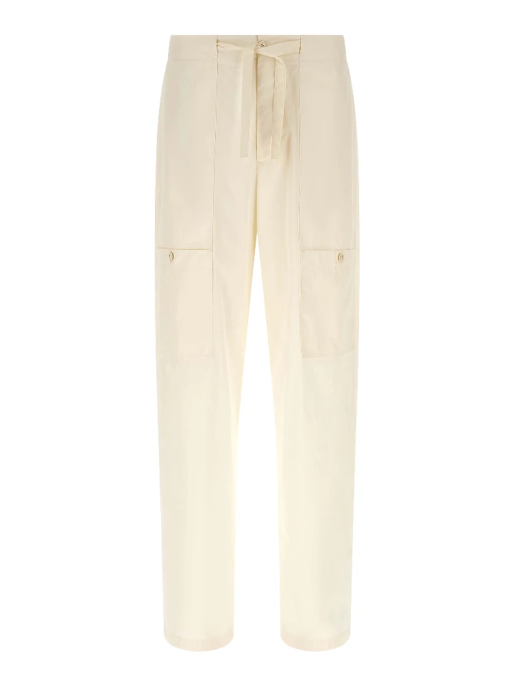Beige Cotton Cargo Pants