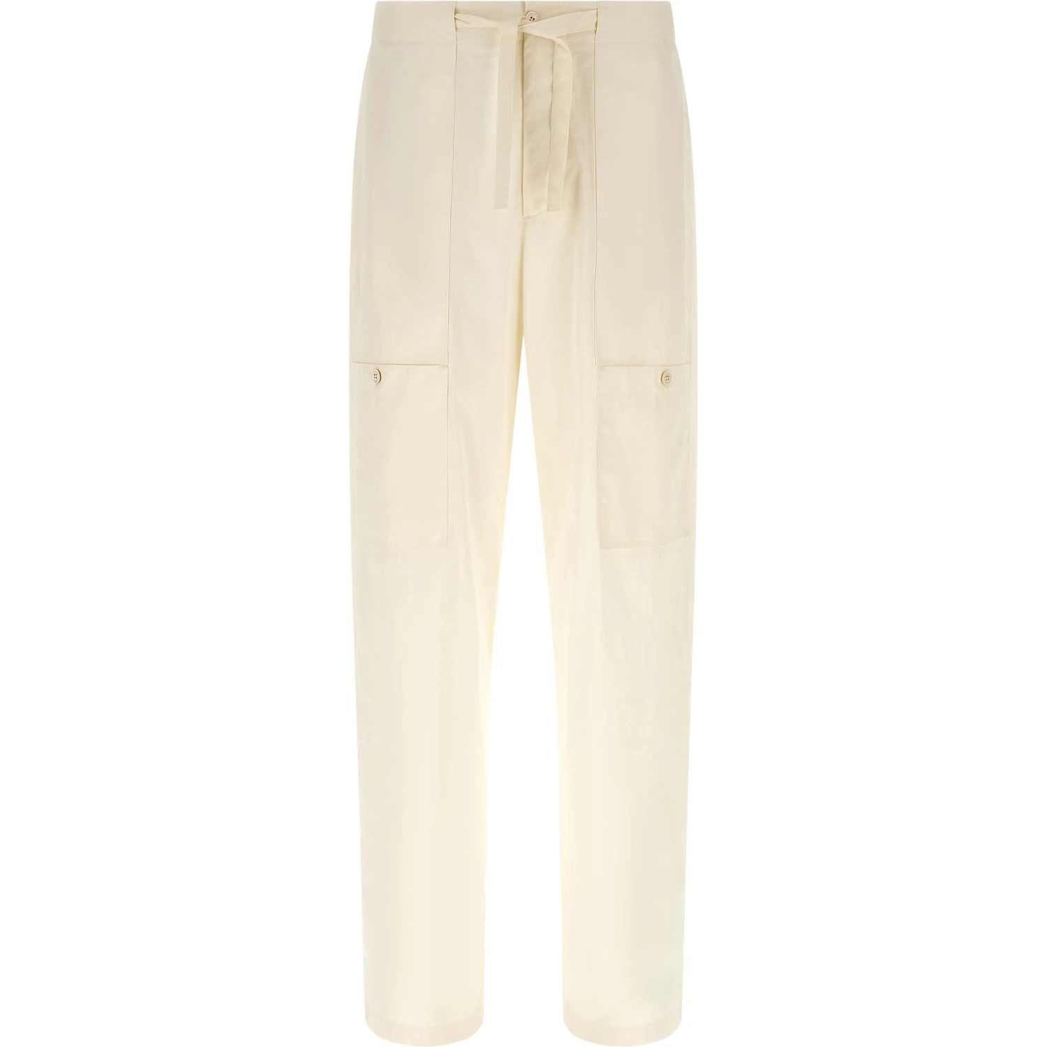 Beige Cotton Cargo Pants