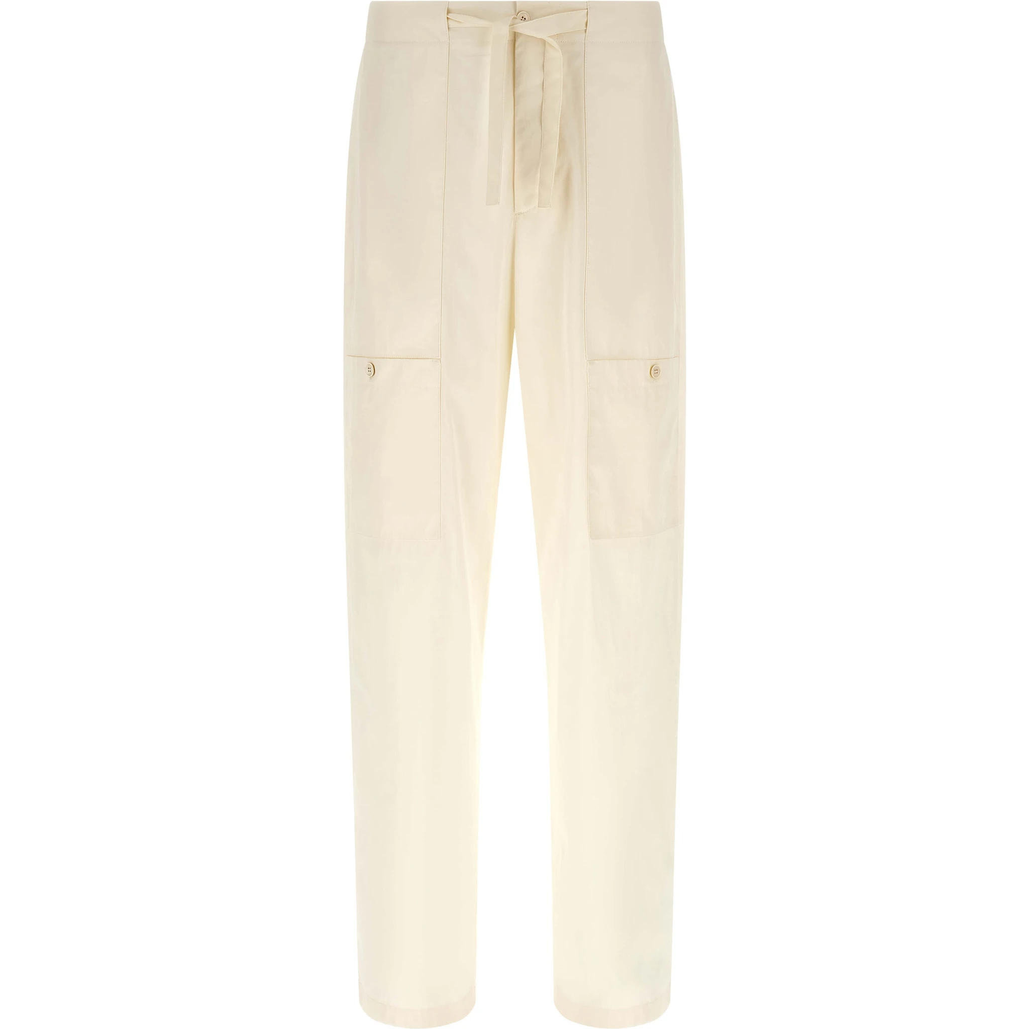 Beige Cotton Cargo Pants