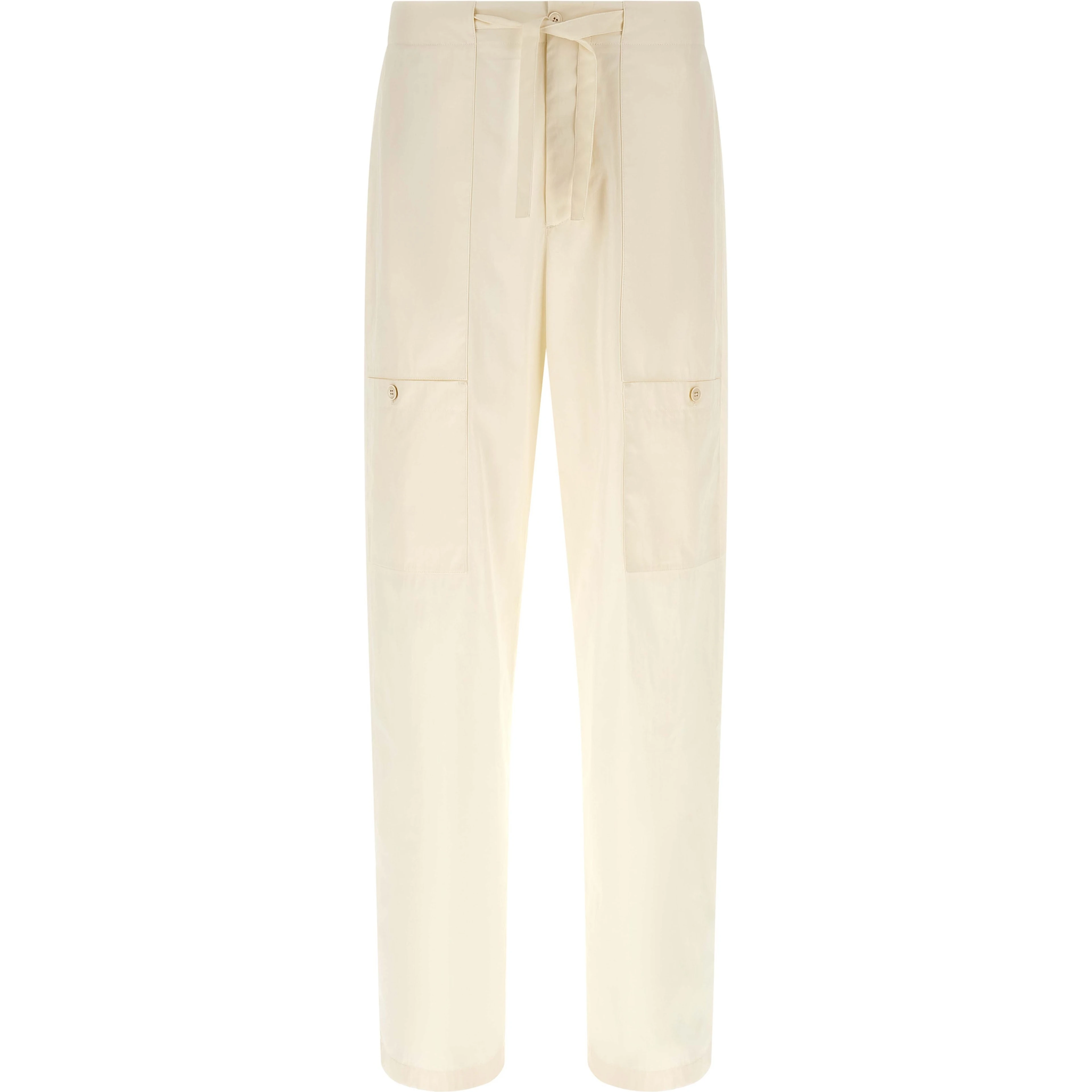 Beige Cotton Cargo Pants
