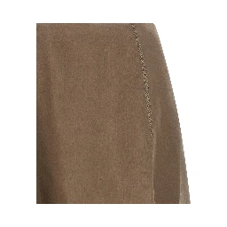 Beige Silk Midi Skirt