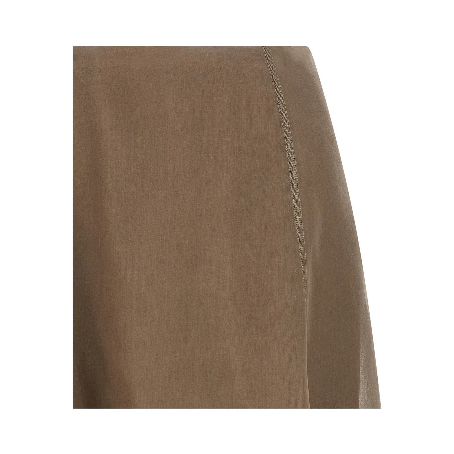 Beige Silk Midi Skirt