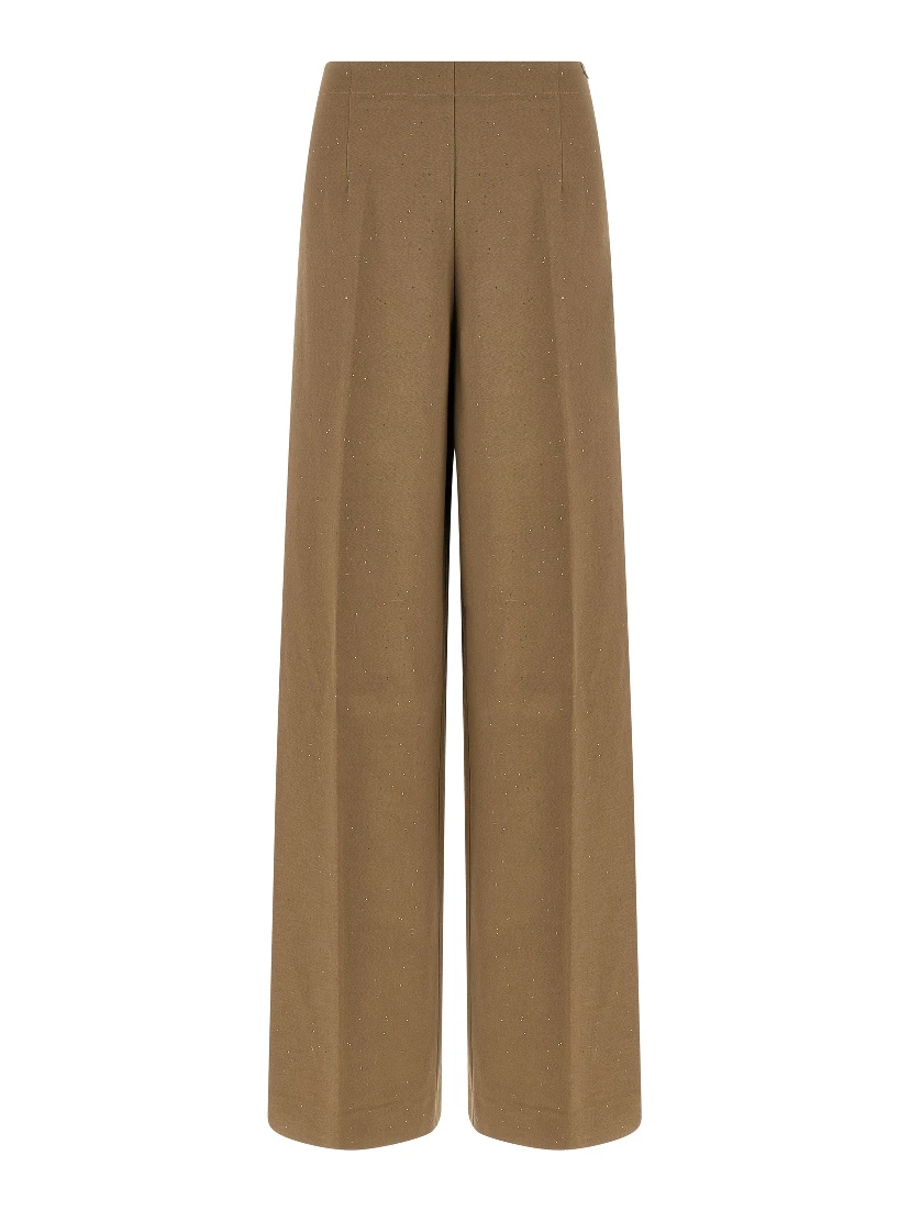 Brown Viscose Casual Pants
