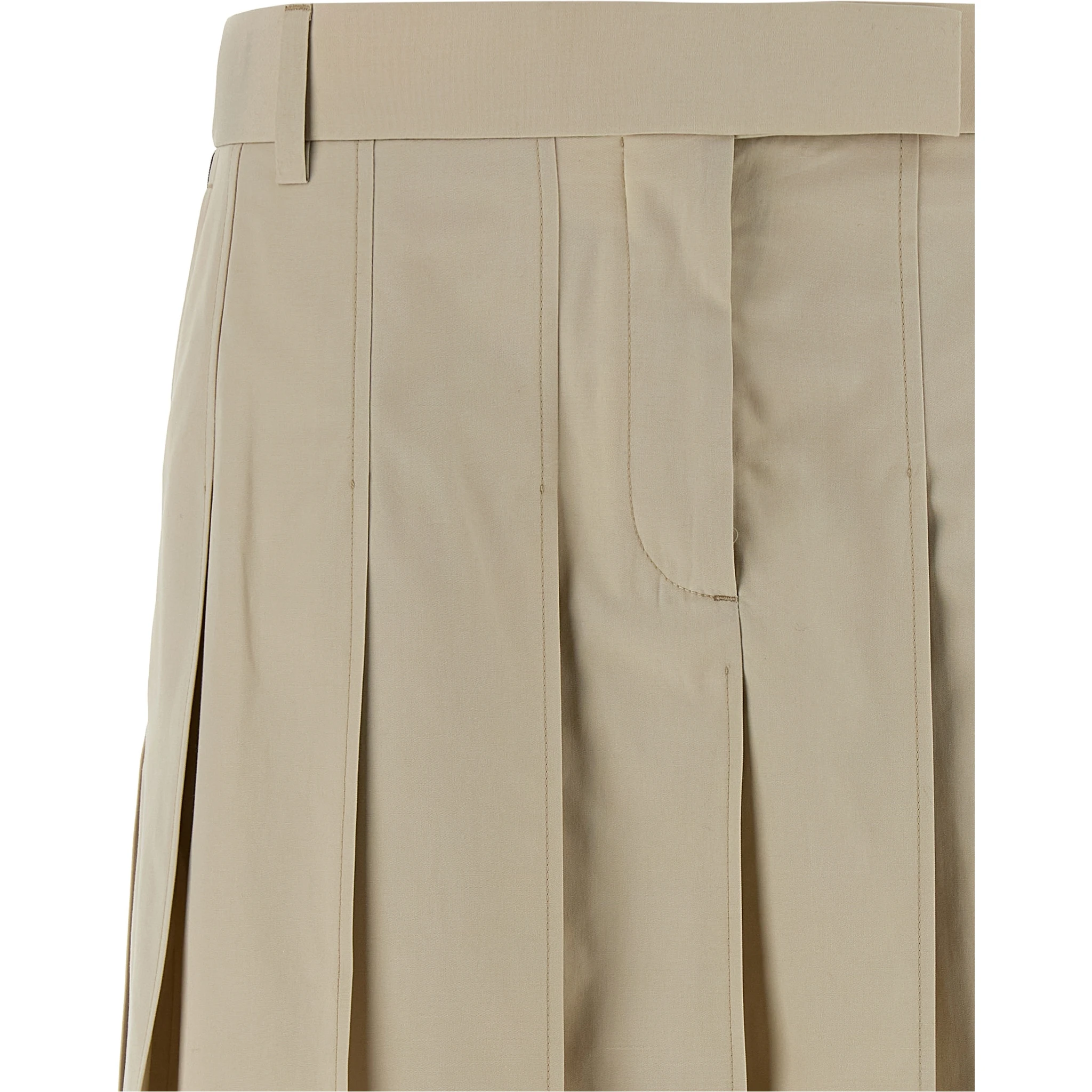 Beige Cotton Long Skirt