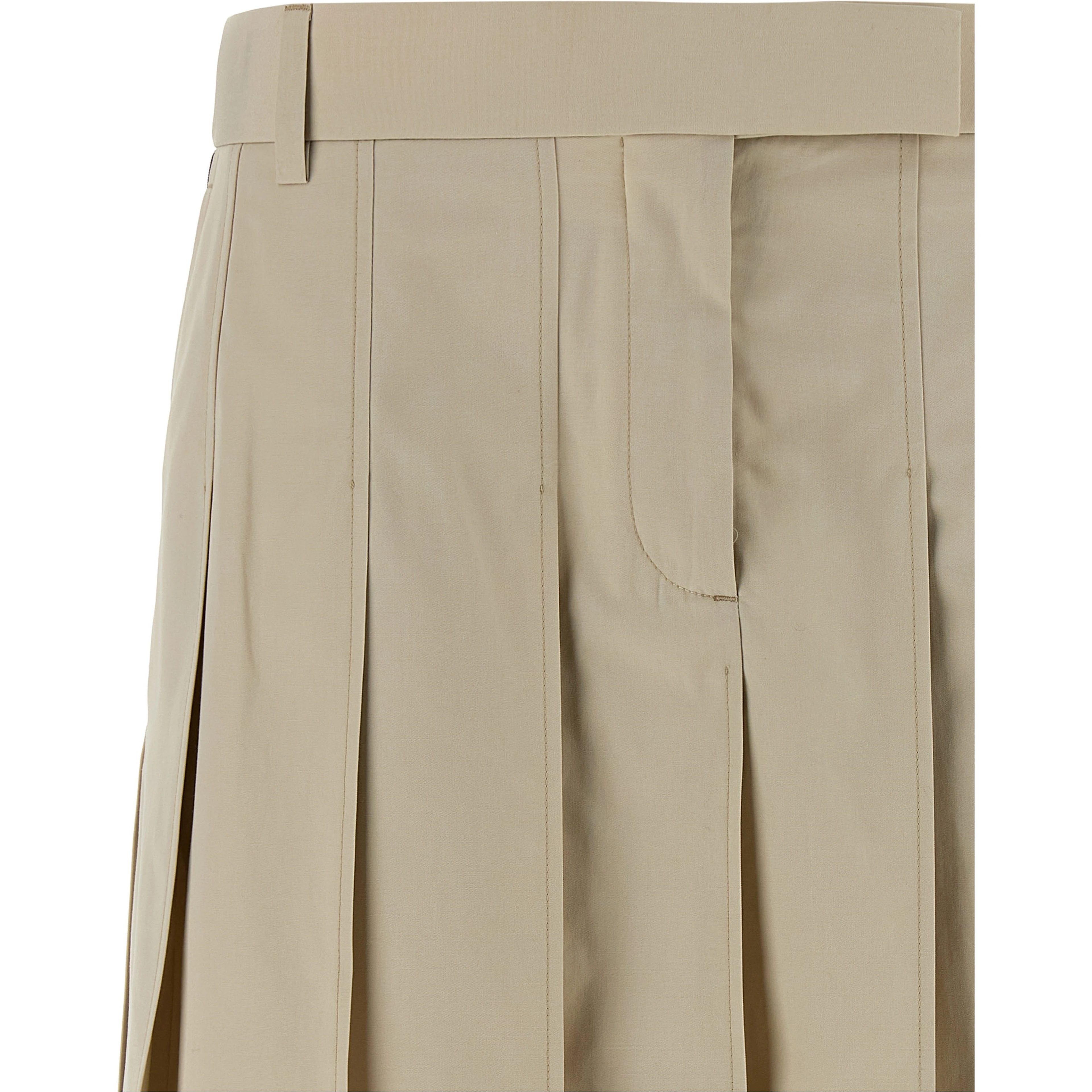 Beige Cotton Long Skirt